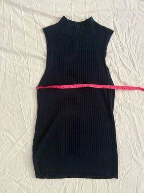 Express Ribbed Mock Neck Sleeveless Top Navy Size Small